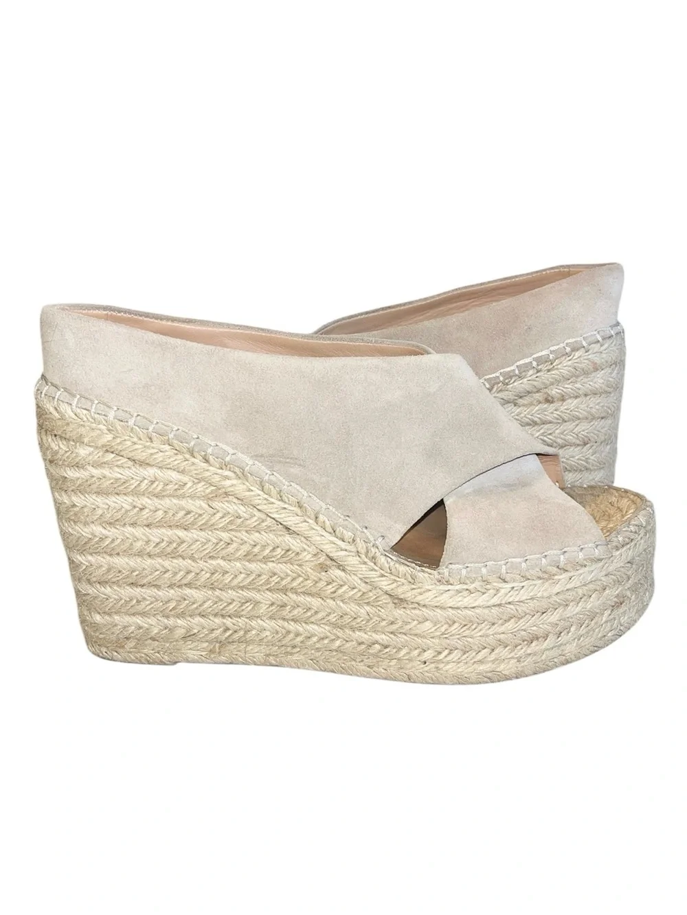 Sigerson Morrison Smatifa Suede Espadrille Wedge Platform Sandals - Size 8